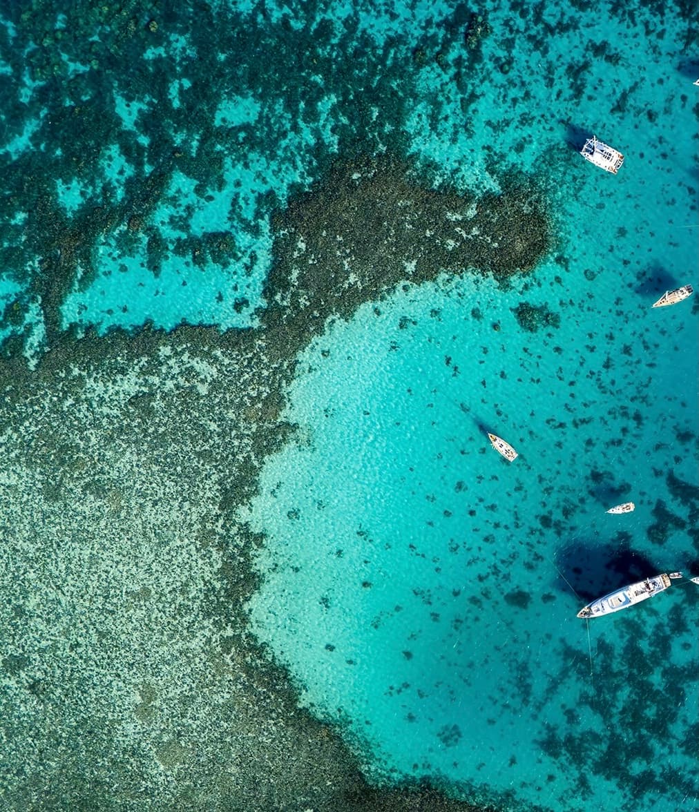 Open water and reef between the safari's kite spots